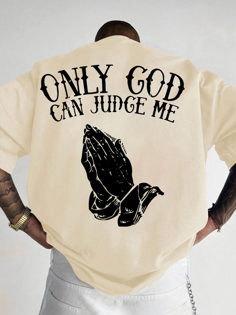 Summer Bestseller Only God Can Judge Me Pattern 100 Cotton Trendy Men Tshirt Daily Outdoor Sports Party Casual Shortsleeved
