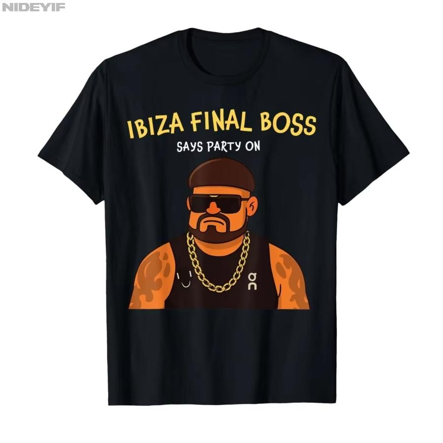 2026 Letní Vtipný Virální Bower Střih Vlasů Ibiza Finální Boss Meme Klub Letní Tričko Pro Unisex Unisex Trička S Krátkým Rukávem