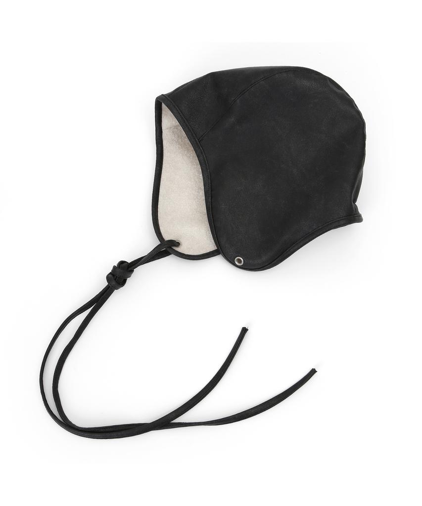 Eondeokeonteulolseutyudio Leather Fleece Reversible Earflap Winter Aviator Hat Beanie Aviator Hat / Reverse / G Leather Bk