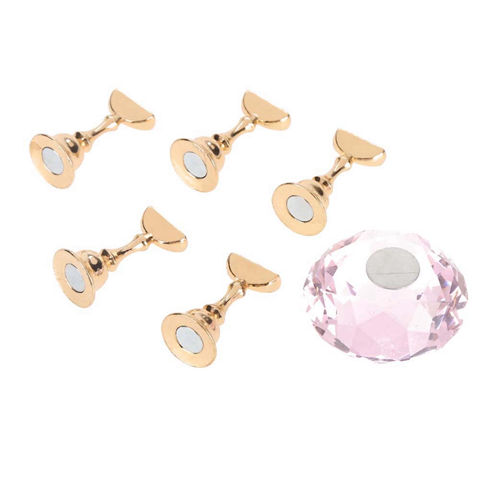 

Magnetic Nail Tip Oval Crystal Practice Stand Base Alloy Holder Nail Art Display Stand Pink