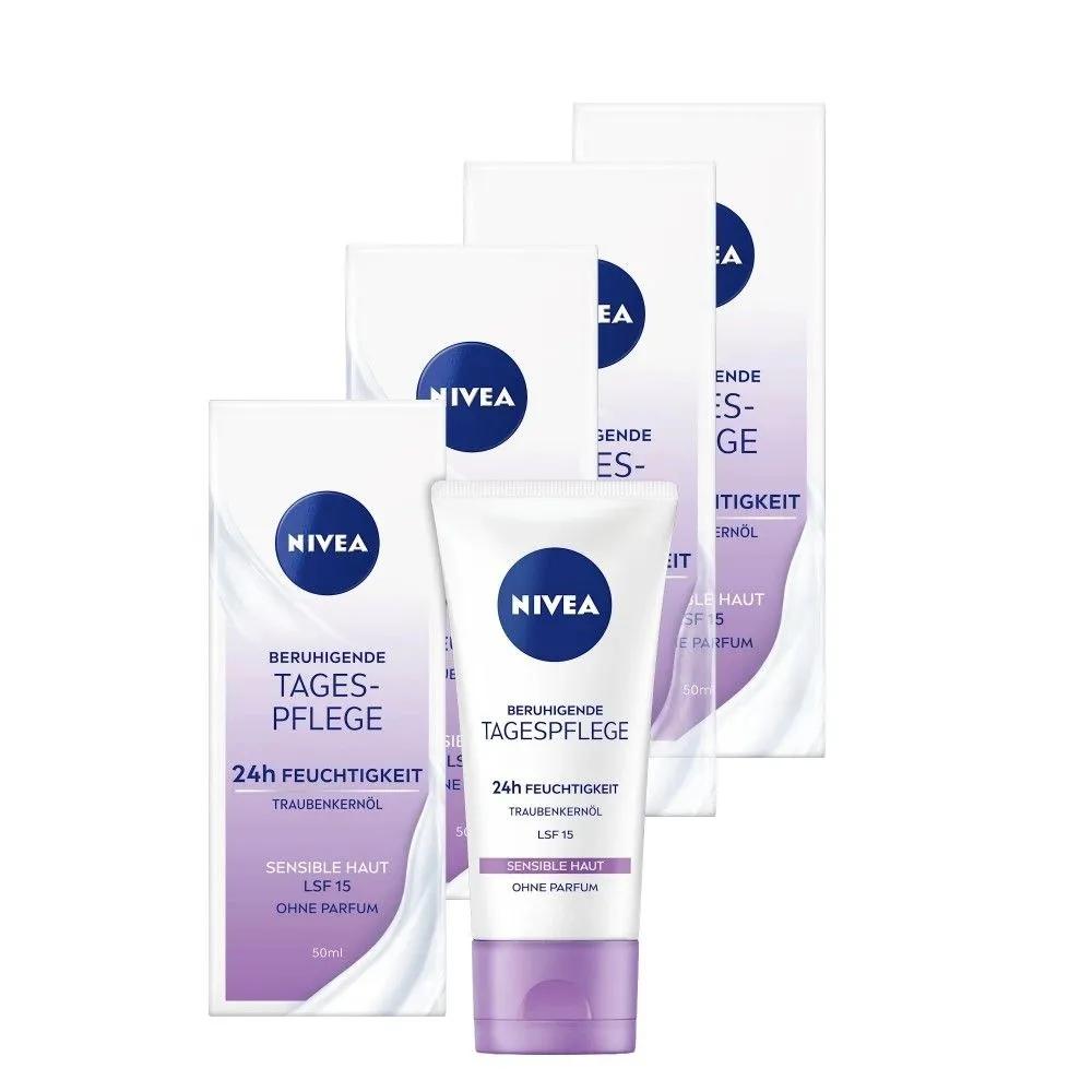 Nivea Germany LSF 15 Soothing Day Essential Cream for Sensitive Skin 50ml x 4 Pack