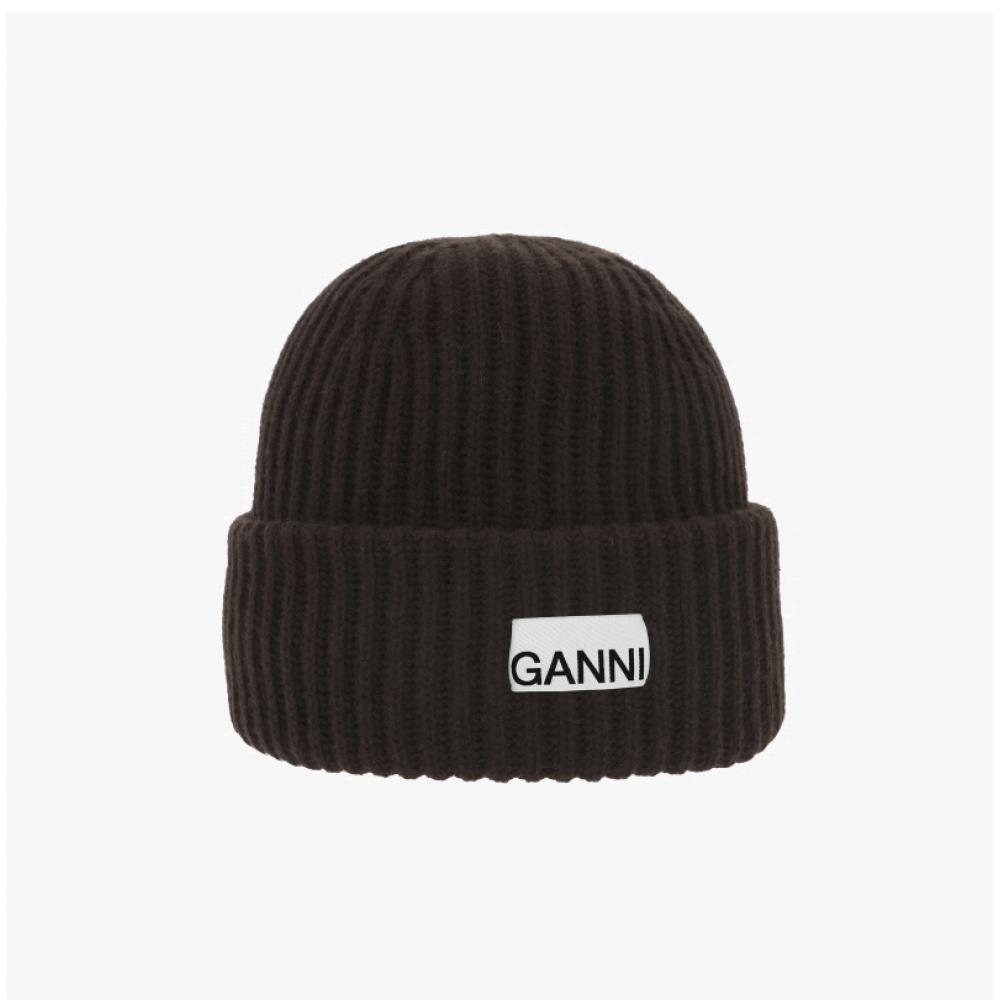Ganni Structured Beanie With Logo Patch B3020019