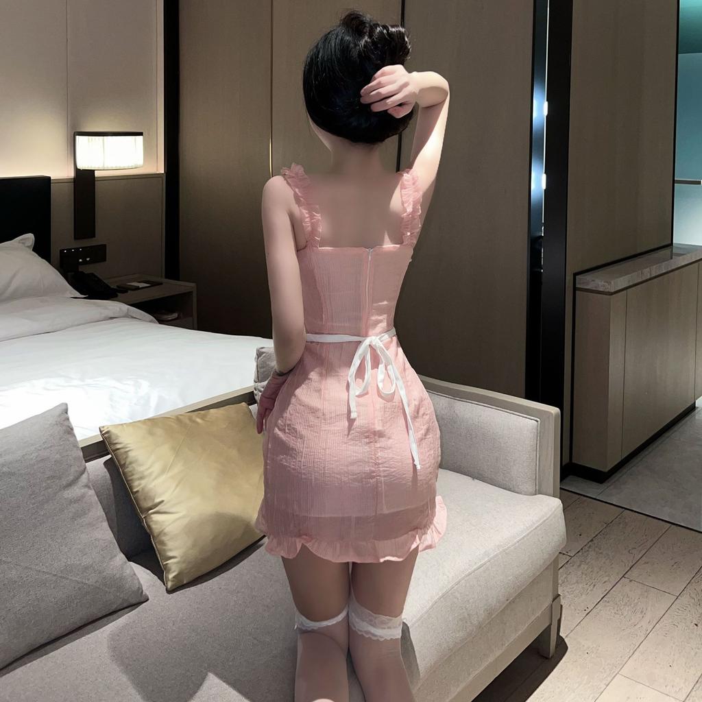 Sexy Lingerie Japanese Pure Little Maid Can Role-play Sexy Perspective Girl Suspender Dress