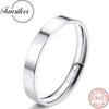 Fansilver S925 Silver Rings for Women Men 18K White Gold Plated Stackable Statement Thin Plain Thumb Ring Wedding Bands