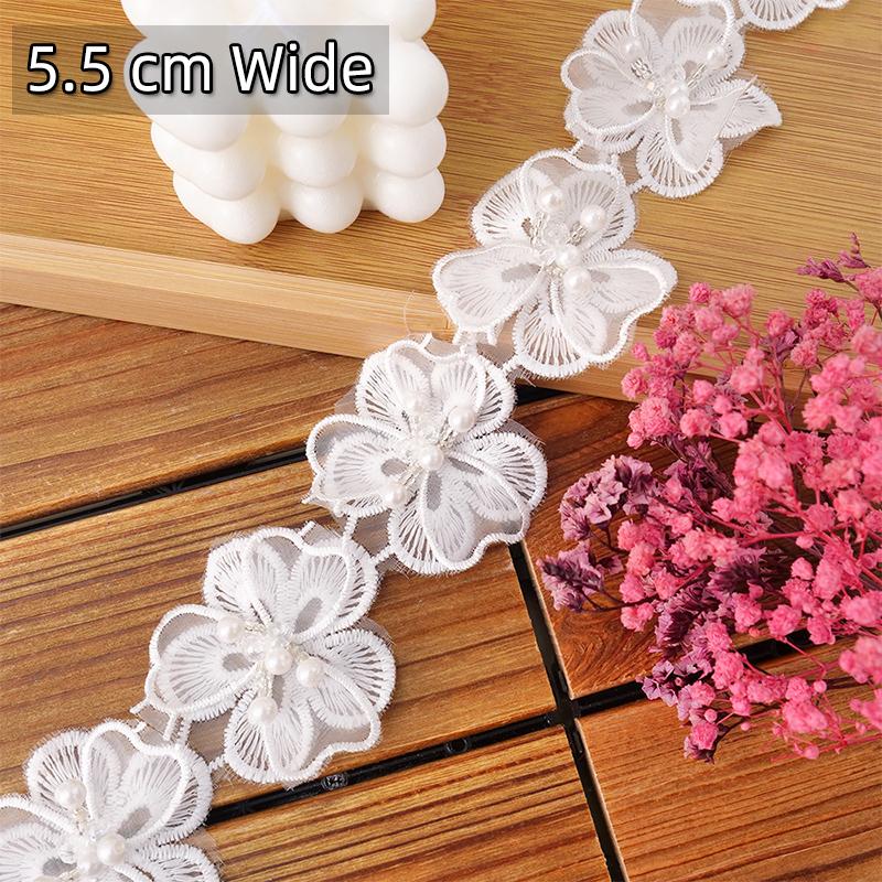 Flower Embroidered Lace Trim Ribbon For Crafts Wedding Dress Sewing Accessories Diy Material Needlework Decorative Fabric