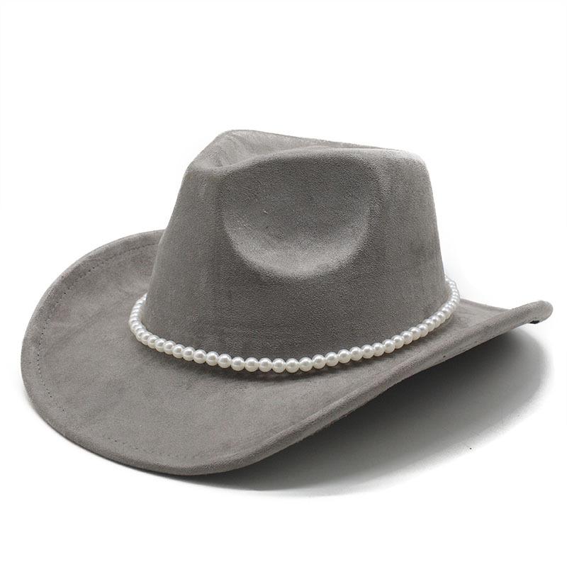 Vintage Pearl Western Cowboy Hat Men And Women, Tibetan Suede Jazz Hat, Top Hat