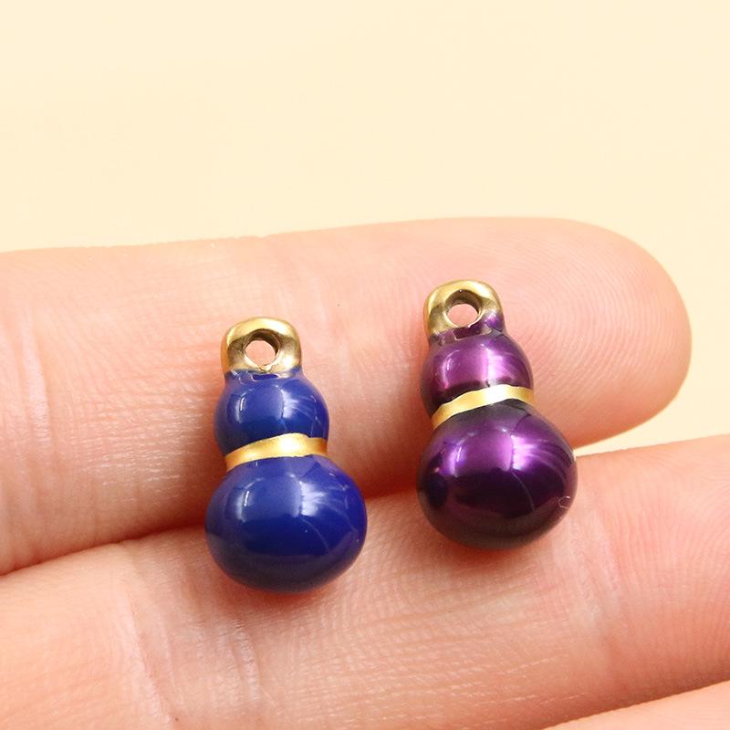 9x16mm Stainless Steel Enamel Seven-Star Gourd Pendant for Necklaces & Bracelets