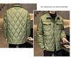 2024 Winter Men's Plus Size Quilted Jacket: Loose Fit, Solid Color, Two-Way Zipper, Warm Cotton
