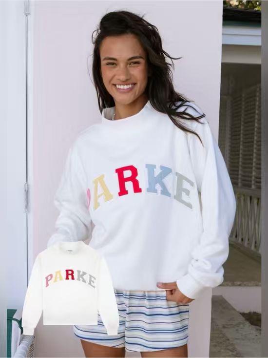 Exotic Embroidered Letter Hoodie Set - Casual Round Neck for Autumn/Winter
