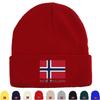Waving Norway Flag Warm Knit Hat Beanie, Patriotic Woman Cap Winter Soft Leisure Headwear Knitted Cap Beanie