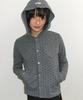 Ronron Heart Pocket Dot Hooded Cardigan Gray
