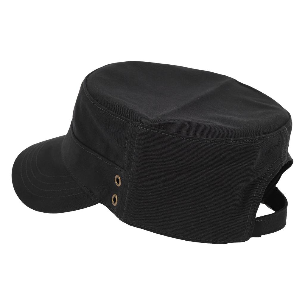 Cotton Retro Casual Flat Top Cap Men Women Outdoor Adjustable Fashionable Hat for Travel Camping Black Adjustable