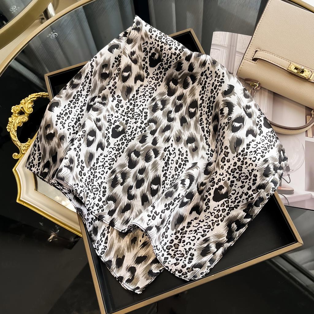 Luxury Silk Hair Square Scarf Women Satin Neck Tie Hand Wrist Foulard Summer Print Shawl Wraps Head Kerchief Hijab Bandana New