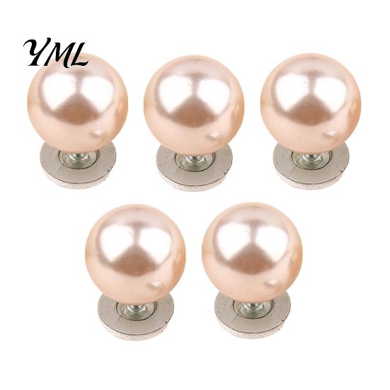 Removable Clothing Buttons 5Pcs Fake Pearl for Clothing, Decorative Brooch Pins, No Anti-exposure Women Sew Safety Pins Shirt Neckline Embellishment,