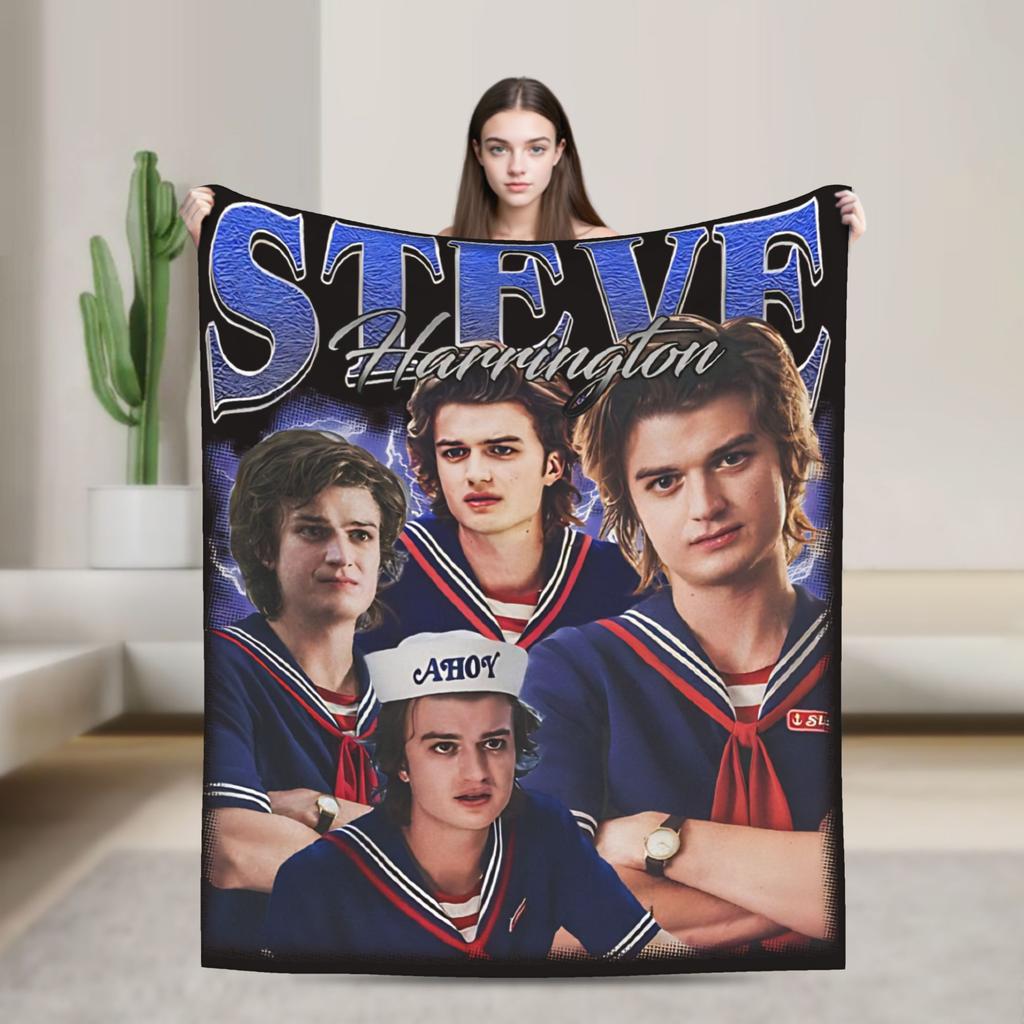 Steve Harrington Tv Series Blankets Warm Soft Funny Plush Throw Blanket For Chair Travel Office Flannel Bedspread Bed Cover