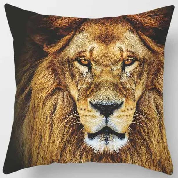 Animal World Tiger Lion Print Pattern Pillowcase Living Room Sofa Cushion Cover Bedroom Bedside Home Decoration 45x45cm