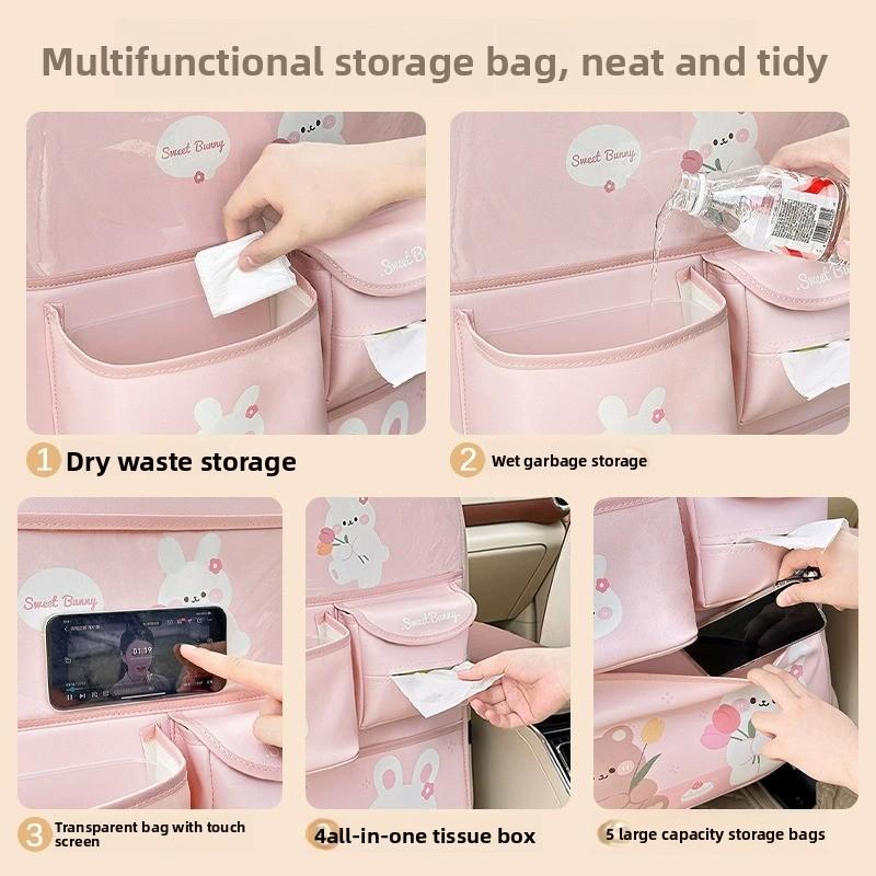 Organizador de asiento trasero de coche multifuncional bolsa de almacenamiento para vehículo