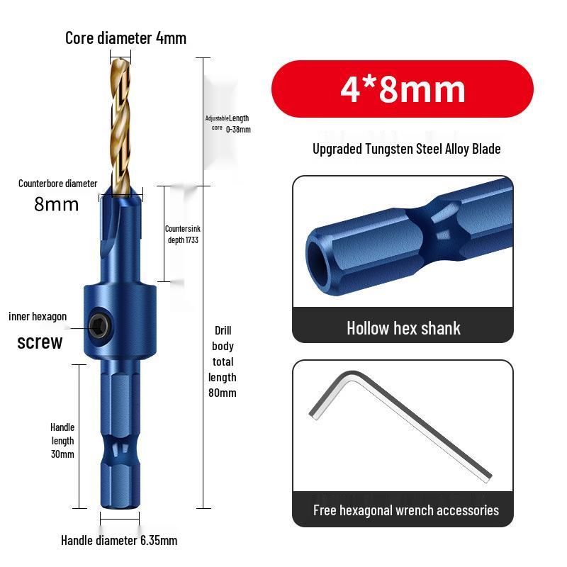 Hex Shank Countersink Drill Bit for Woodworking, Self-Tapping Screw and Taper Hole Opener