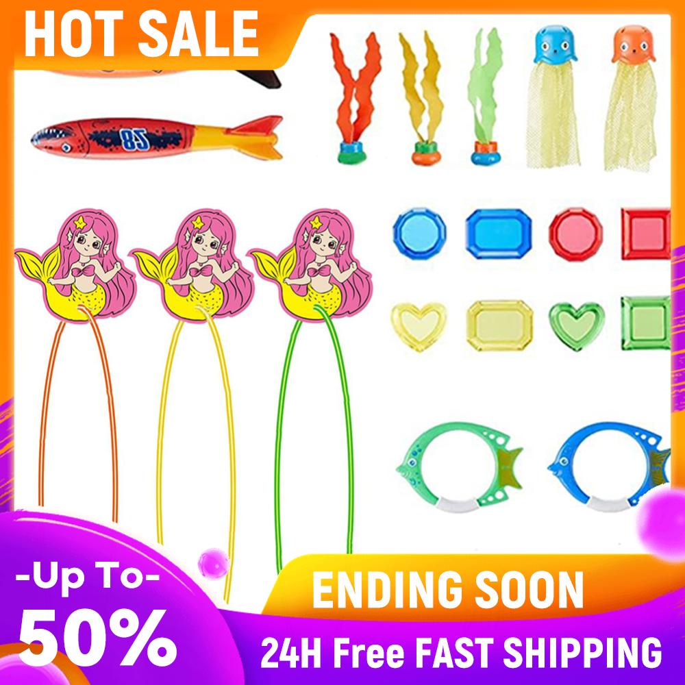 

Diving Game Set Diving Ring/Seaweed/Fish/Gemstone Underwater Gadgets Set Pool Sinking Plaything Swimming Pool Accessories China Mainland