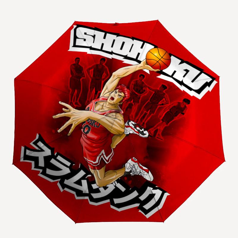 

1pc Basketball Slam Dunk Automatic Folding Umbrella with 8 Bones, 3-Fold Compact Umbrella, Compact Design On-the-Go Essential, casual outdoo