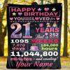 Happy 21Th Birthday Personalized Outdoor Blanket Customize Text Soft Cozy Great For Picnics Outdoor Travel And Camping Sofa Office Four Seasons