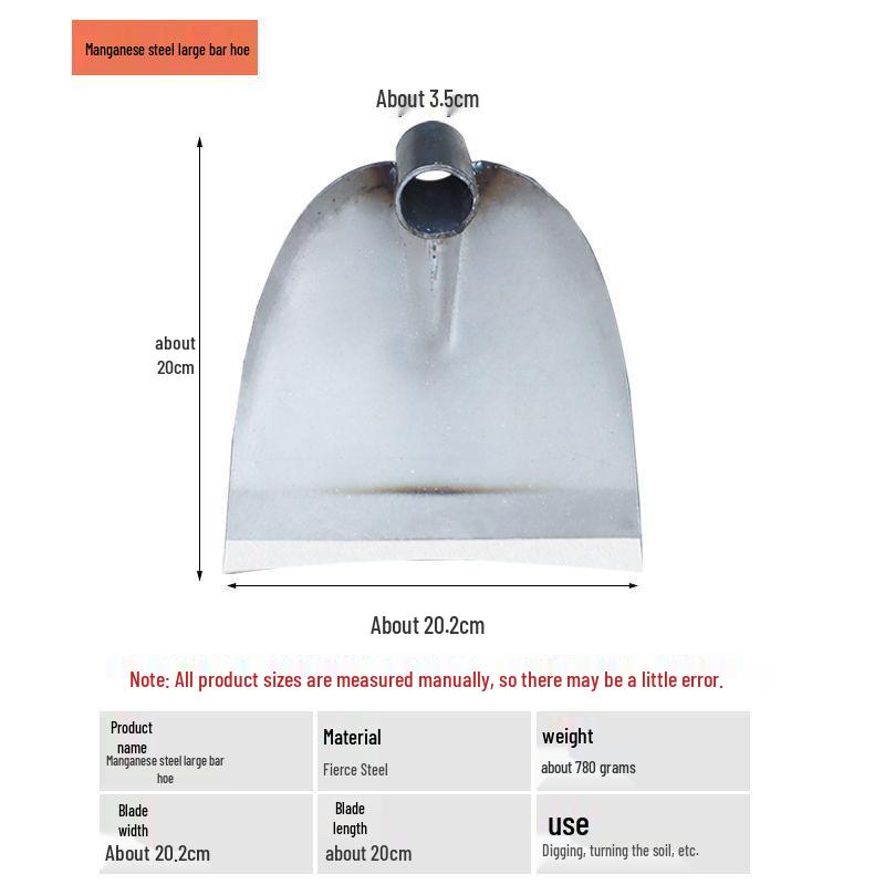 All-Steel Manganese Hoe for Outdoor Gardening and Land Reclamation