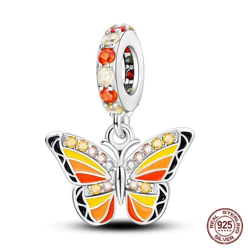 Fashion 925 Silver Colorful Butterfly Dragonfly Hummingbird Spring Series Charms Beads Fit 925 diy Bracelet Jewelry