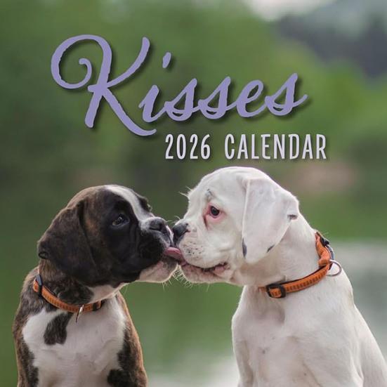 2026 Kisses Square Wall Calendar 16-Month Cute Animal Theme Planner from Sep 2025 12x12 Inch Hanging Schedule Organizer