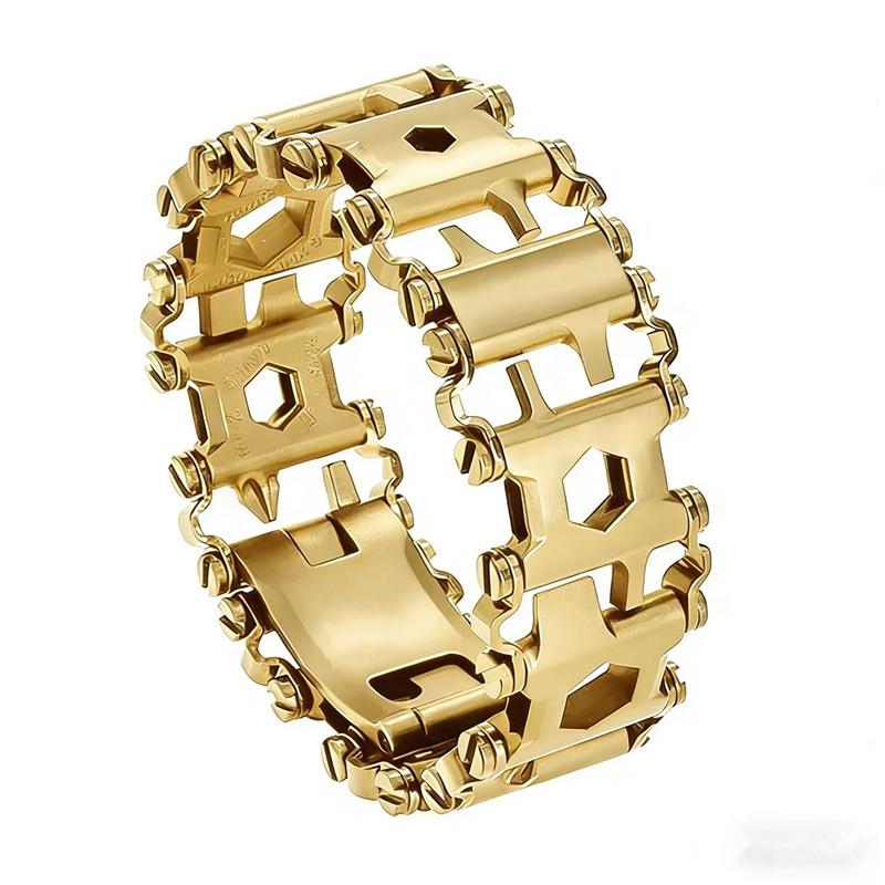 Stainless Steel Multi-Tool Bracelet: Wearable Outdoor Emergency Wristband