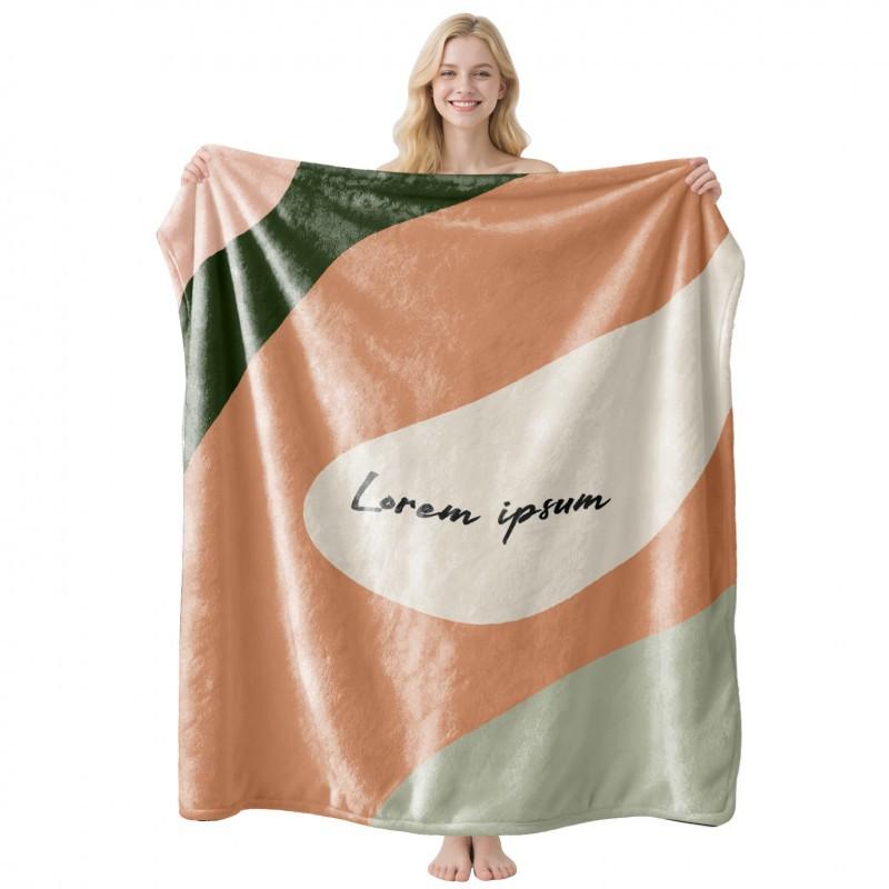 Soft Fleece Blanket With Starry Sky Print Camping Sofa Napping Air Conditioning Use Customizable Design