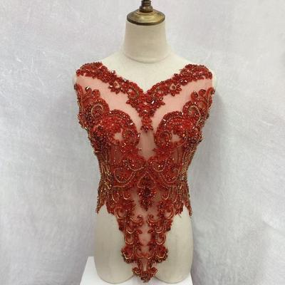 22 Colors Hand-Sewn Glass Rhinestone Beaded Embroidered Mesh Applique Patches for Dress Decoration Clothing Accessories