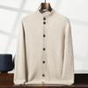 Semi-turtleneck Cashmere Cardigan Men's Seven-pin Double-strand Thickened Loose-knit Outer Buckle Sweater Short Jacket