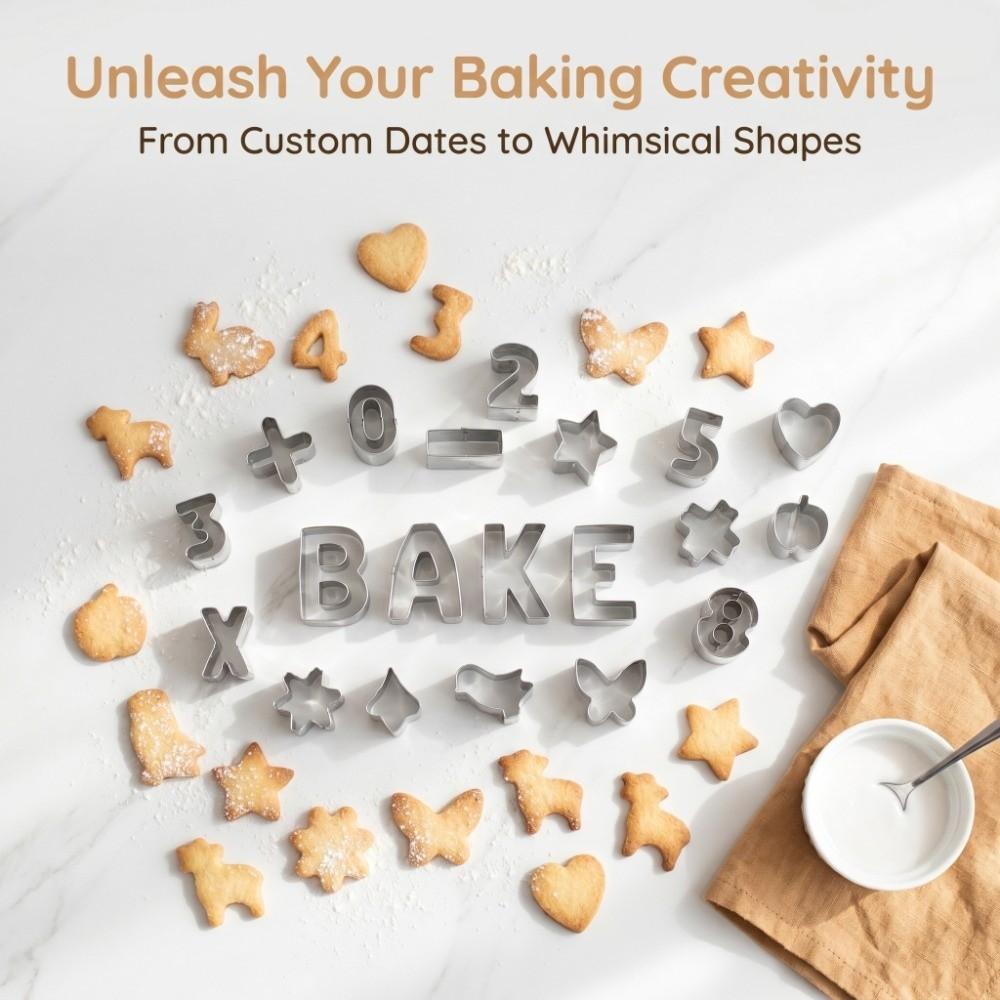 26pcs Stainless Steel Biscuit Number Mold Digital Geometry Number Pattern Mould Polymer Clay Craft