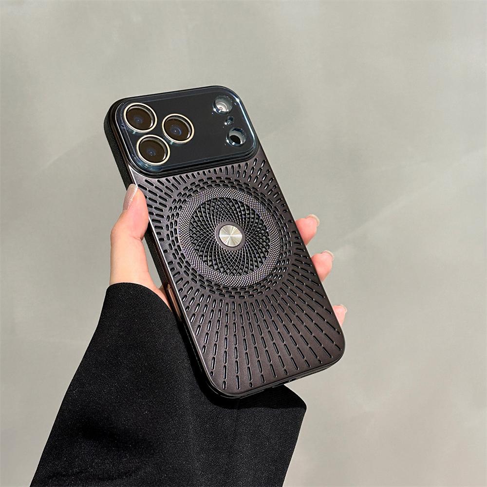 Large Window Litchi Texture For Magsafe Magnetic Case For iPhone 17 16 15 14 13 12 11 Pro Max Plus Air Rotating Bracket Cover