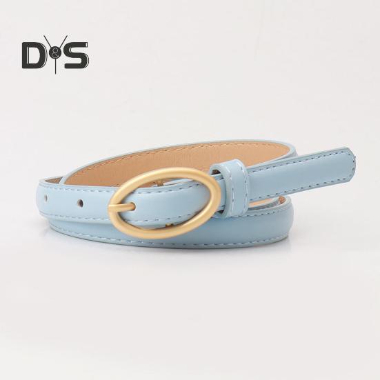 Women Belt Metal Oval Buckle Decor Multi Holes Design Adjustable Length Belt Imitation Leather Waist Strap Shirt Sweater Accessory