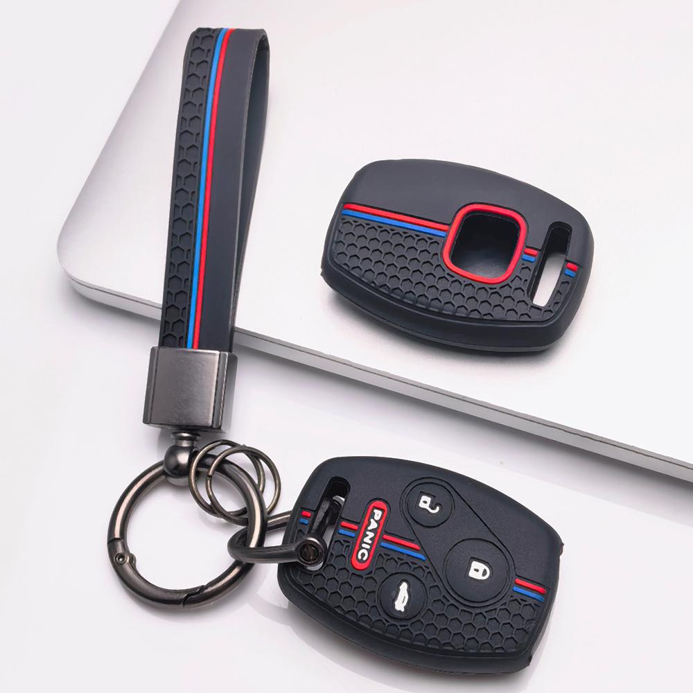 Key Fob Cover for Honda Accord Civic CR V CR Z with Keychain Anti-Scratch Surface Shockproof Structure Soft Grip Texture Easy Install
