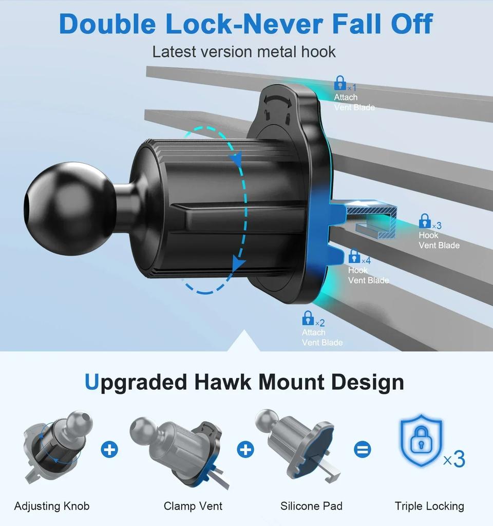 VIKEFON Multifunctional Universal Car Air Vent Magnetic Cell Phone Holder Can Be Rotated 360 Degrees Built-in 6 Powerful Magnets