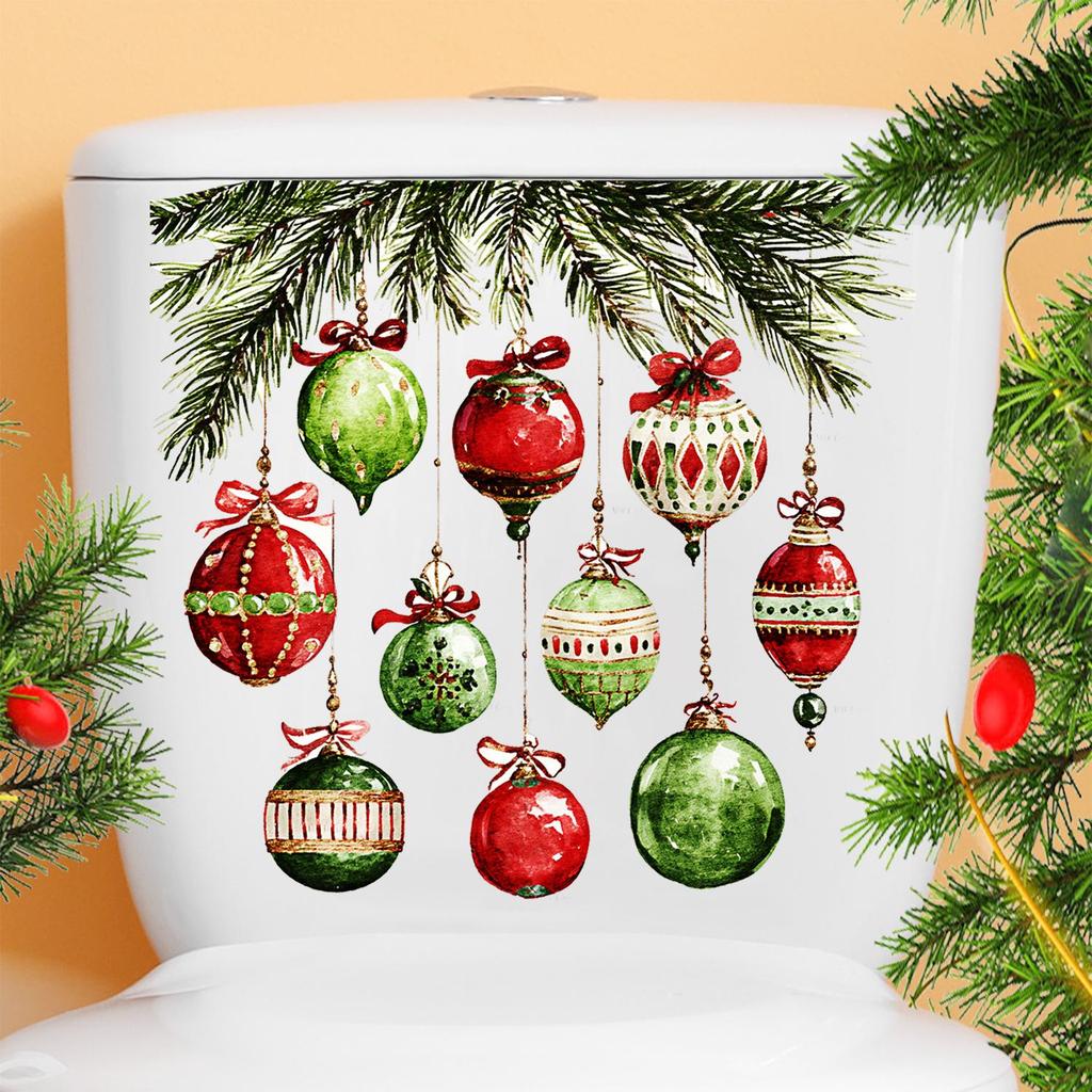 Christmas Holiday Bathroom Wall & Toilet PVC Stickers - Festive Home Decorations
