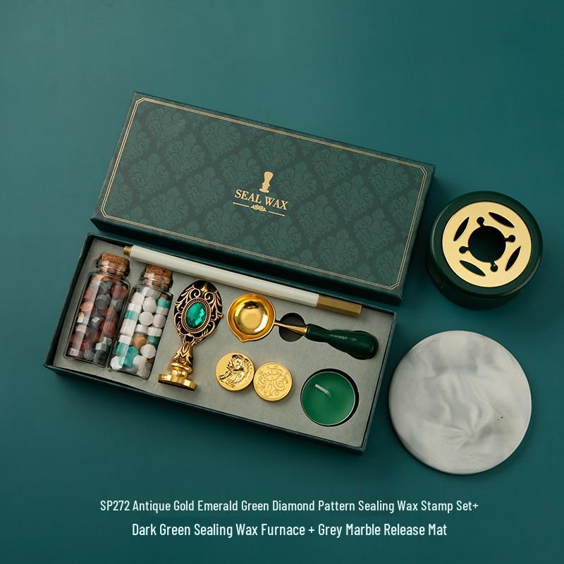 Creative Retro Wax Sealing Stamp Set - Includes Stamp, Wax Granules, and Fire Paint for Envelopes & Gifts.