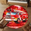 1PC Firetruck Lightning Round Chair Mat Area Rug - Non-Slip, Floor Mat for Office, Bedroom, and Indoor Decor -Gift D1127203