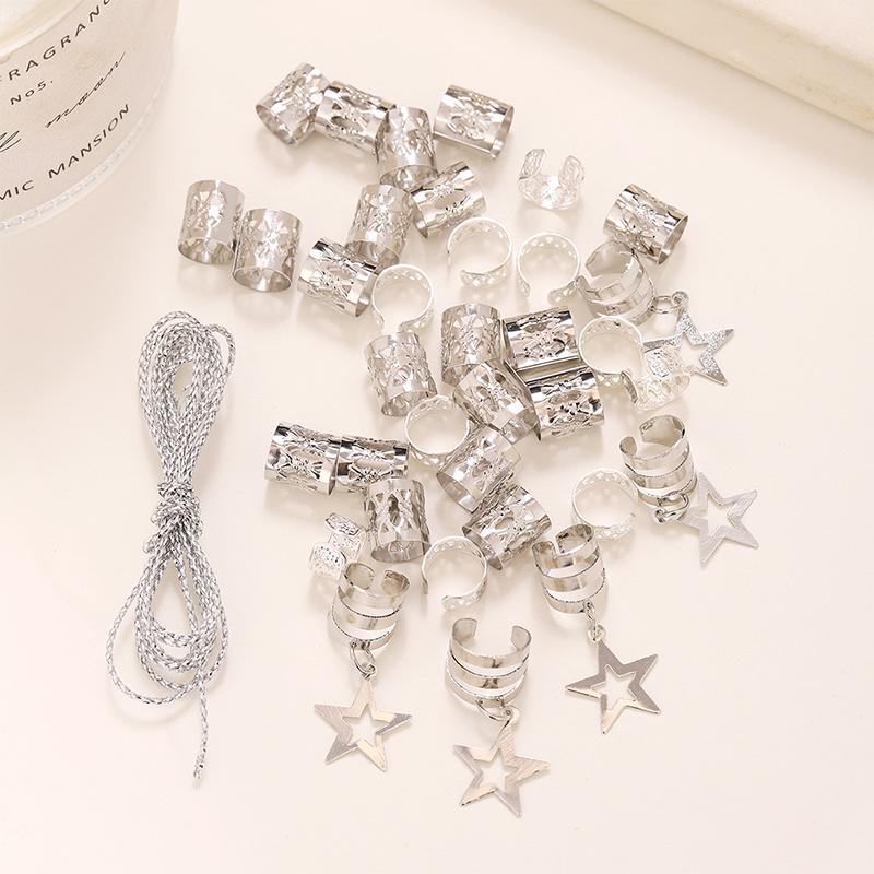1Set Dreadlock Hair Rings Hair Jewelry Cuffs Clip Hair Braids Dirty Braids Bead Hippie Hairpin Accessories Headwear For Women