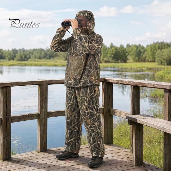 Camouflage Insektenanzug Mückenschutz für Herren Damen, Schutzkleidung Jacke und Hose, Garten Schädlingsschutz Kleidung mit Netzhaube Outdoor Camping Angeln Erwachsene