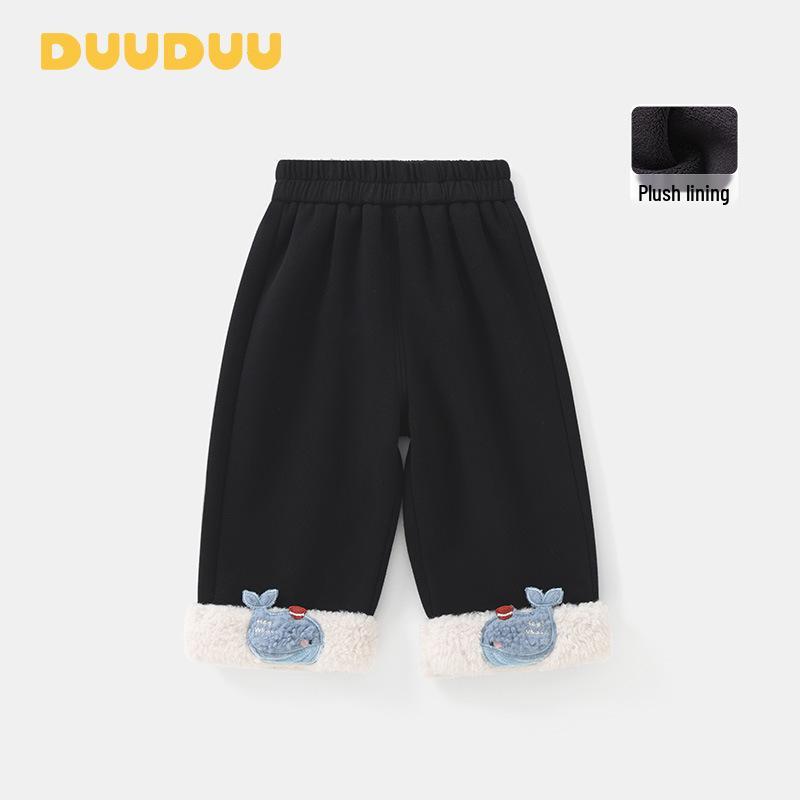 DUUDUU Warm Fleece-Lined Infant Wide-Leg Pants - Girls' Korean Style for Autumn/Winter 2025