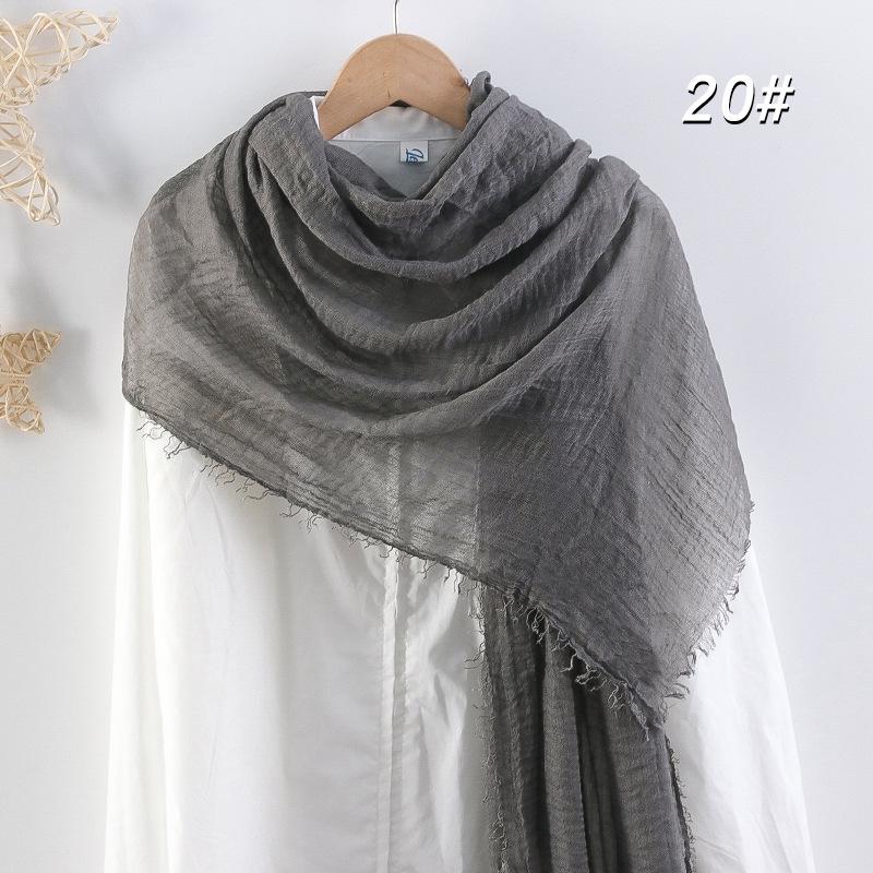Women's Cotton Linen Silk Scarf - All-Season, Solid Color, Versatile Head and Sunshade Wrap