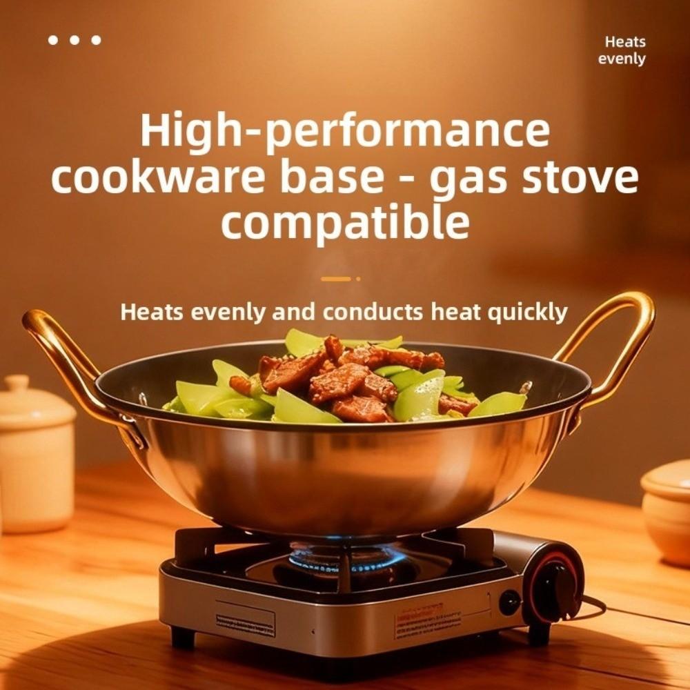 Durable Thickened Stainless Steel Wok Uncoated Windproof Outdoor Cooking Pot 7/8/9/10/11in Easy Clean Bar Stove Commercial