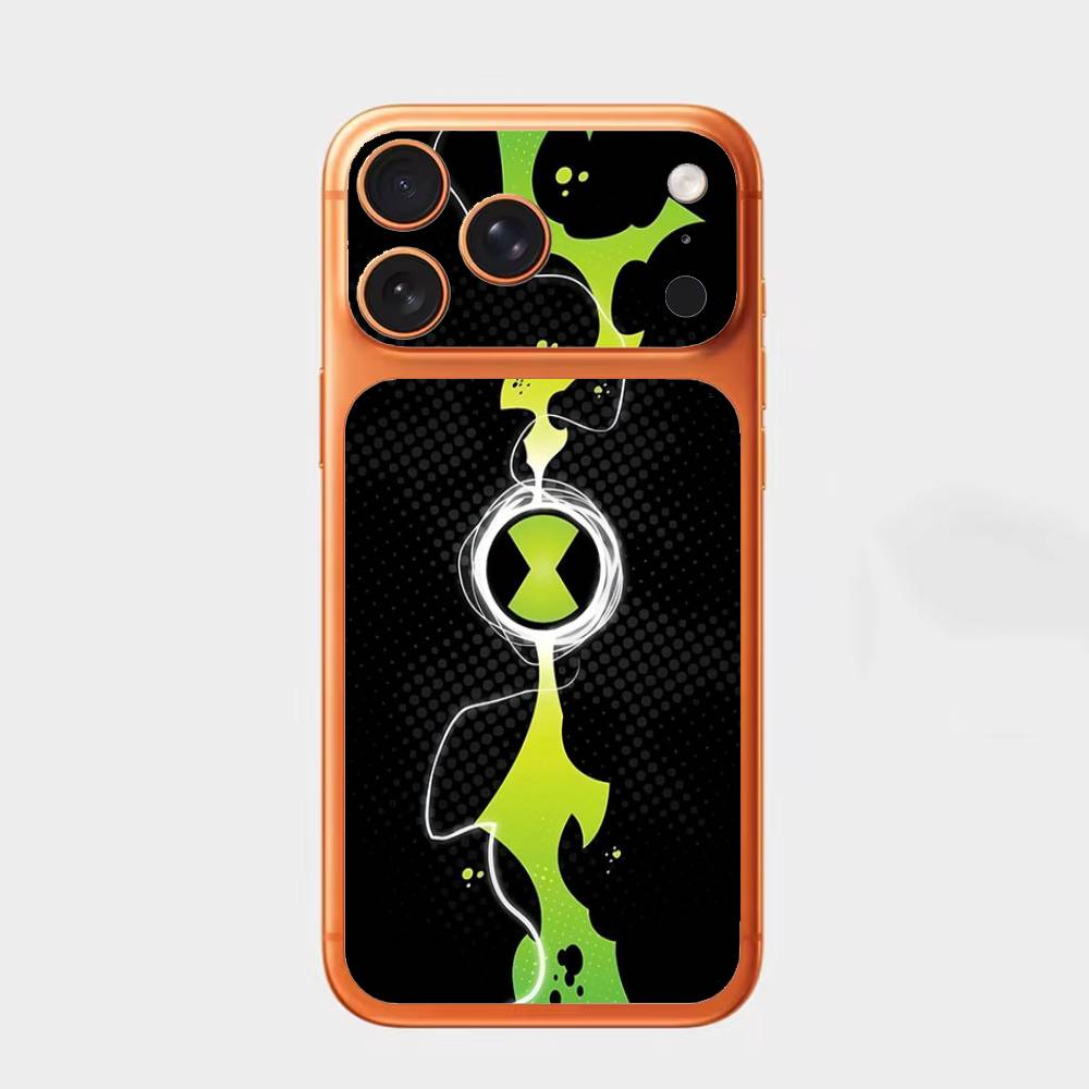 

B-Ben10 O-Omnitrix Часы Сменная накладка-чехол из волокнистой кожи для iPhone 17Pro, 17Pro Max Задняя наклейка-чехол iPhone17pro
