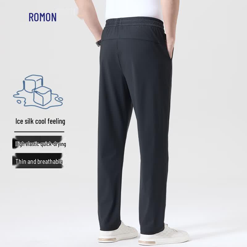 ROMON Men's Ice Silk Quick-Dry Straight-Leg Casual Pants