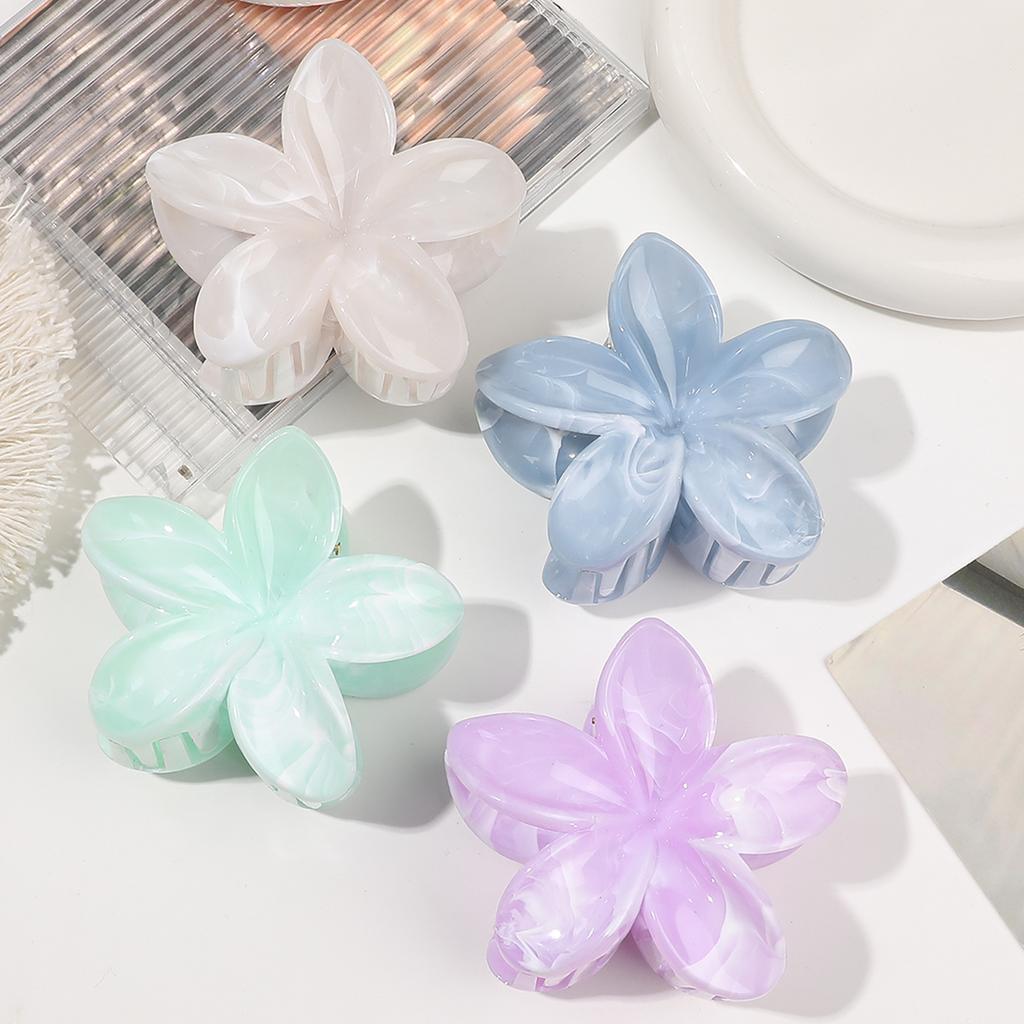 Flower Hair Claw Clips for Thick Hair,Strong Hold Nonslip,Hawaiian,Cute Large Marble Hair Clips,Banana Clip for Thin Hair
