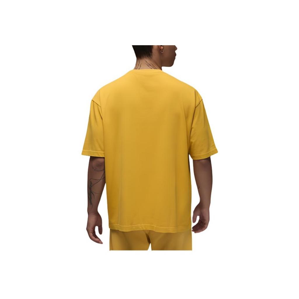 Jordan Flight Essential Logo Print Ribbed Crew Neck Short Sleeve Drop Shoulder T-Shirt Men Tops Rust-Yellow DZ0605-752