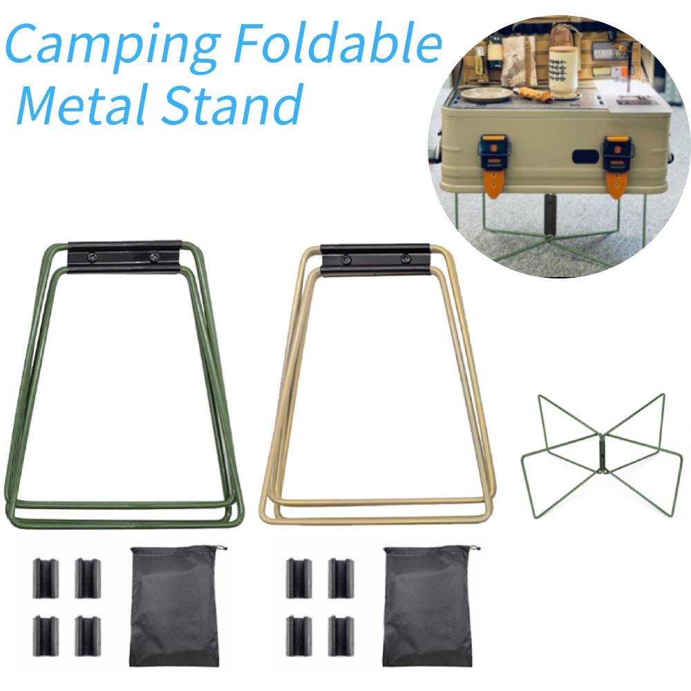 Camping Foldable Metal Stand Stainless Steel Organizer Box Folding Stand Outdoor Storage Boxes Shelves for Travel Cooking
